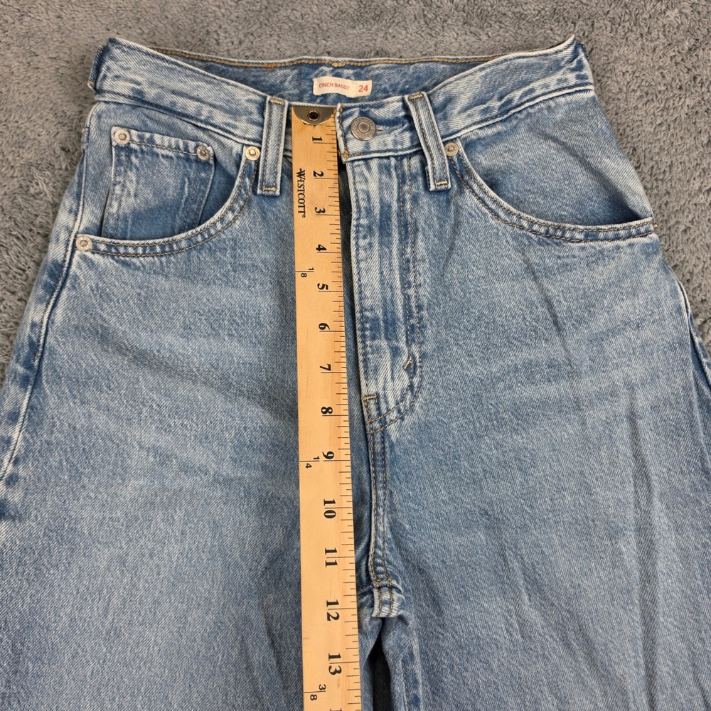 Levis Cinch Baggy Jeans Women 24 Blue Light Wash Barrel High Rise Wide Leg Denim - Picture 11 of 13